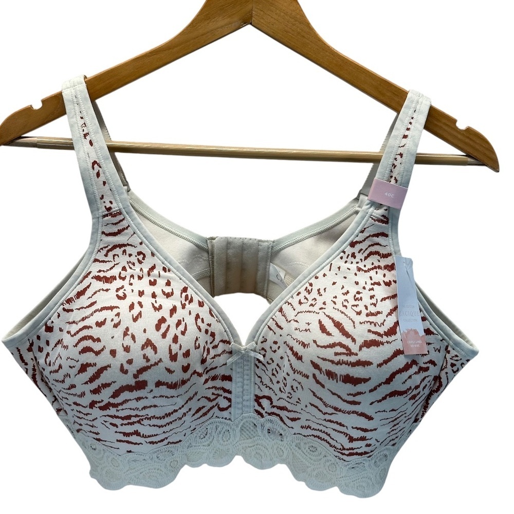 NEW Cacique Bra Women's Size 40C Lightly Lined No-Wire Adjustable Animal Print